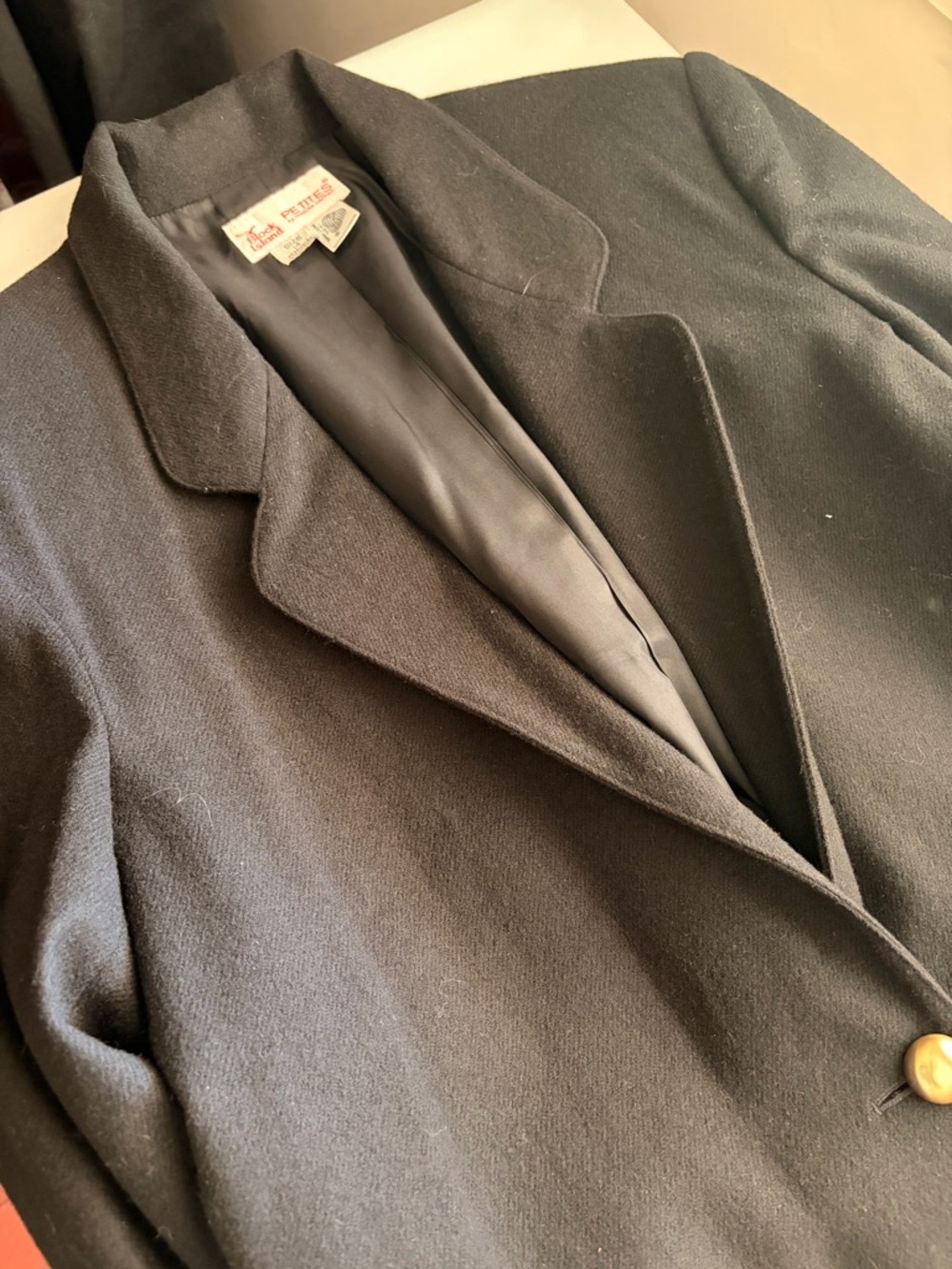 Vintage 100% Wool Block Island Black Blazer Jacket Button Down 14 Petite